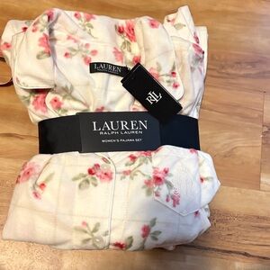 Lauren Ralph Lauren Pink and Cream Pajama Set